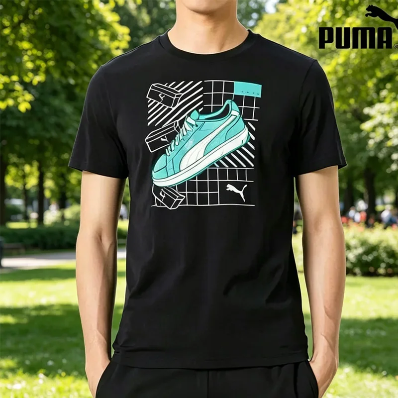 

Мужская футболка Puma с коротким рукавом 634202-01, летняя дышащая мягкая спортивная футболка, простой повседневный универсальный топ
