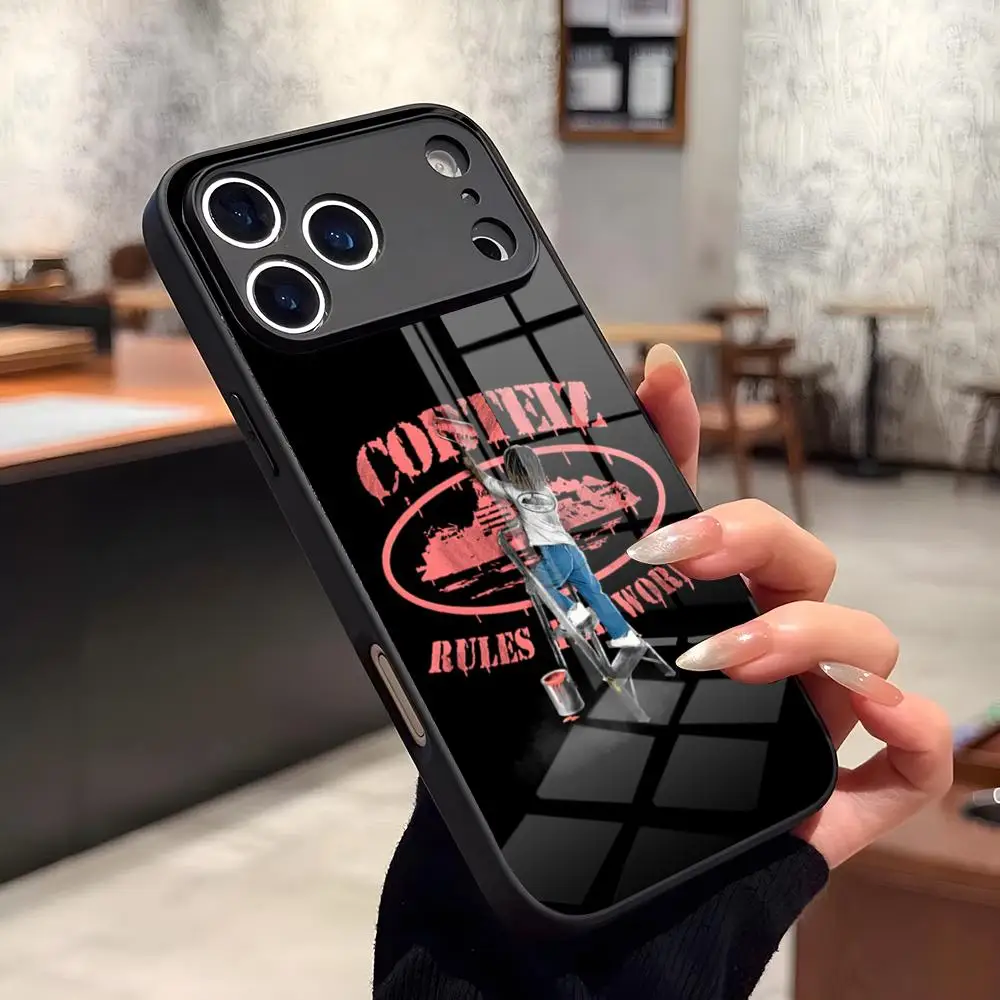 Funda de Teléfono de Moda de la Marca C-Corteiz para iPhone 17 Air 16 15 14 12 11 13 Pro Max Mini X Xr Xs Se Puls, Cubierta de Vidrio
