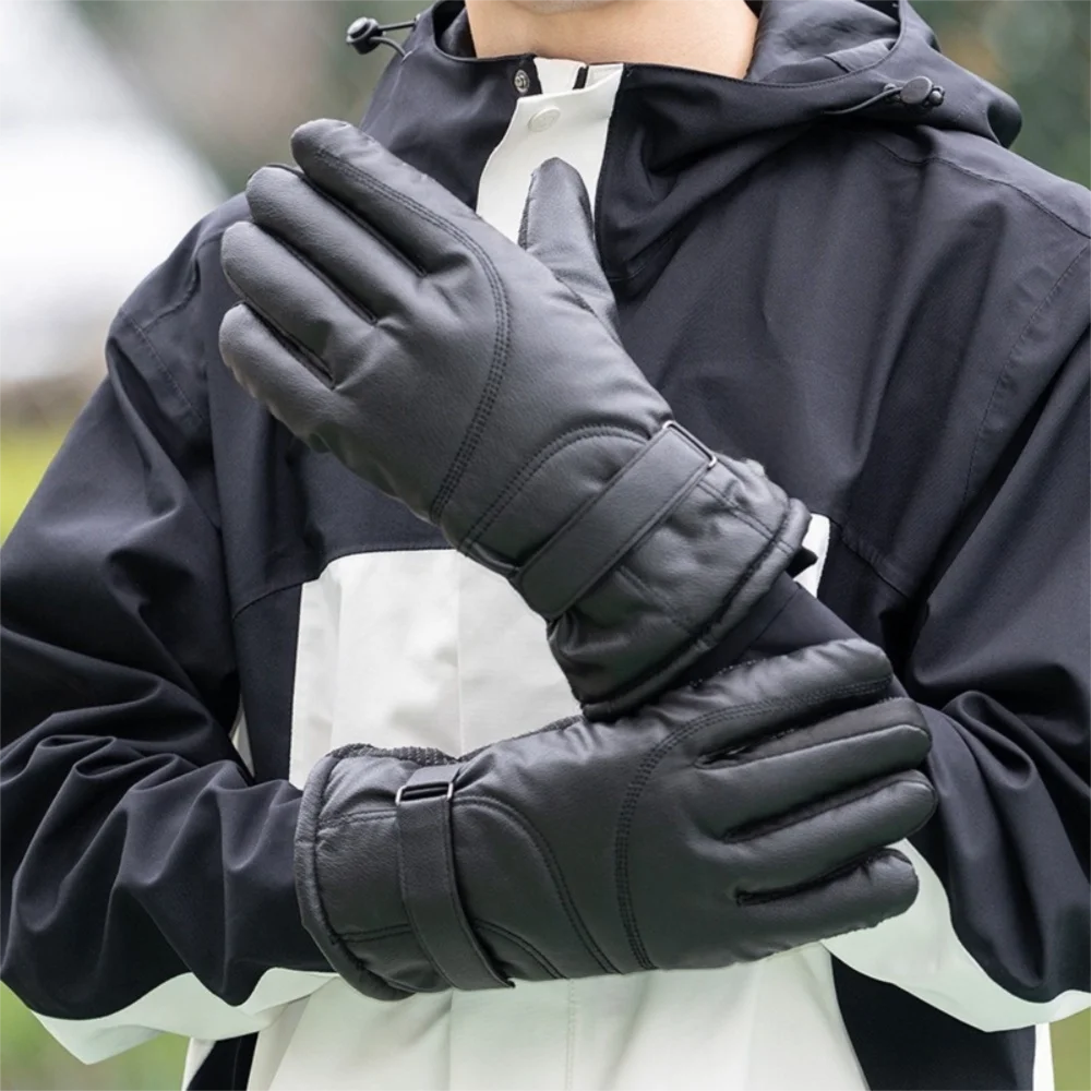 

Модные теплые мужские зимние перчатки из искусственной бархатной подкладки, перчатки с сенсорным экраном, ветрозащитные водонепроницаемые лыжные перчатки на открытом воздухе