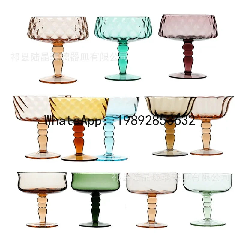 i5.15 Tall Retro Petal Wine Glass, Water Corrugated Threaded Cocktail Glass