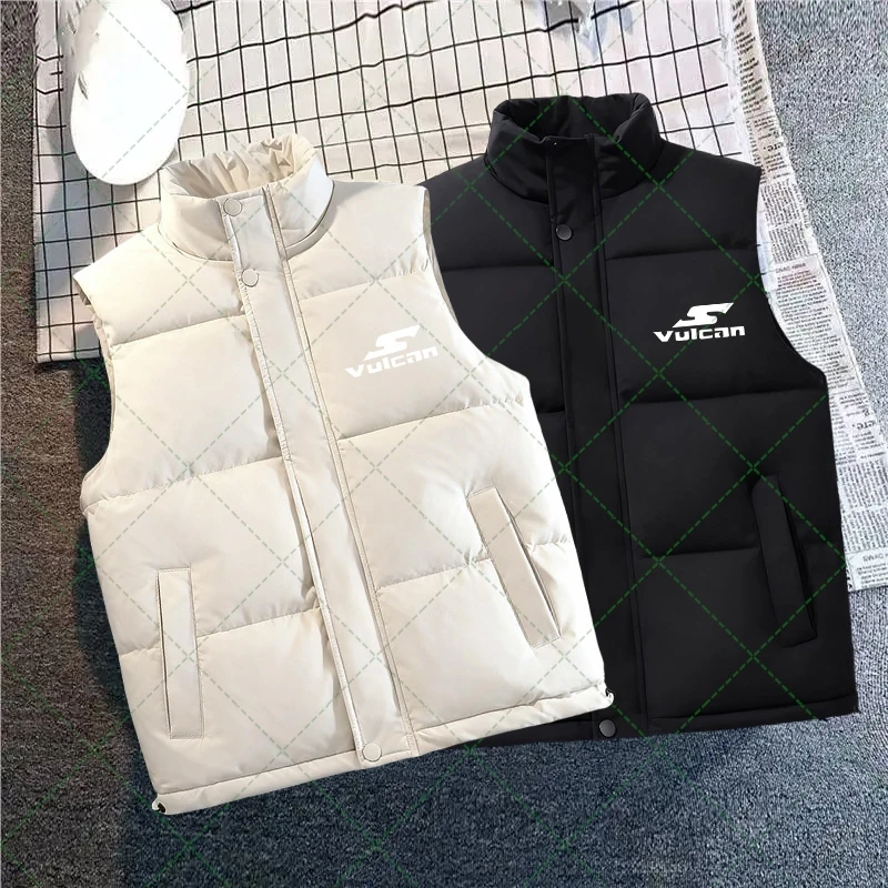 

Warm Puffer Vest Stand Collar Sleeveless Jacket with Pockets Winter Casual Outerwear For Kawasaki Vulcan S Ninja 250 Z750 Z900