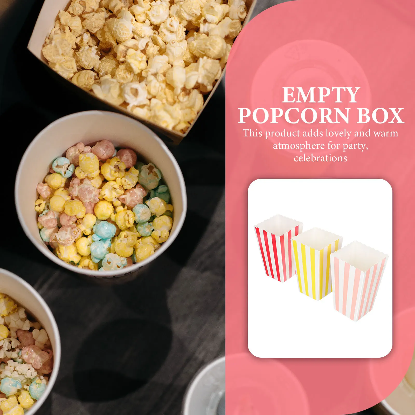 

60Pcs Popcorn Boxes Disposable Paper Containers Party Snack Holders Movie Theater Style French Fries Snack Containers