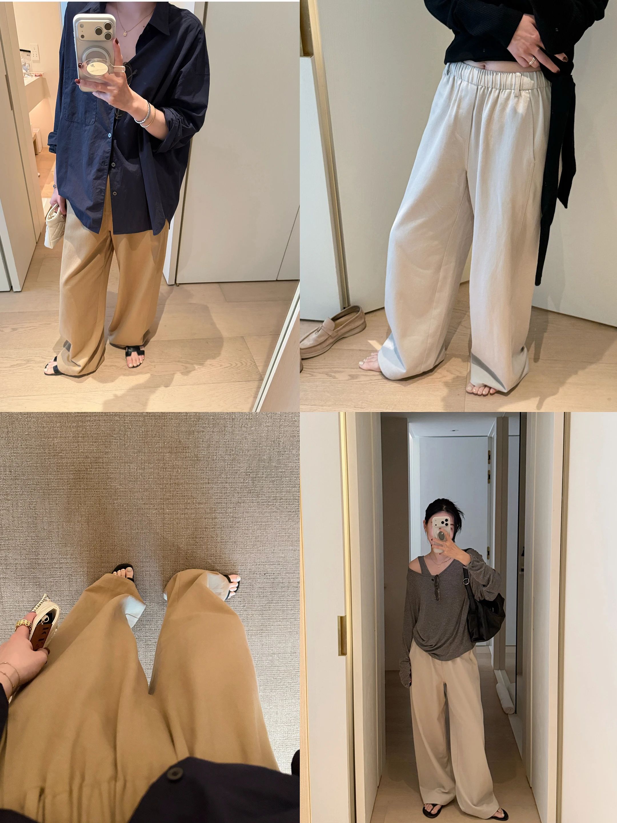 

Elielim Loose Fit Linen Cotton Twill Workwear Pants Women's New Style Floor-Length Casual Trousers Vintage Natural Waist