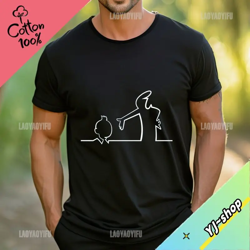 La Linea Line Osvaldo Cavandoli TV T-shirt Unique Printed Men's and Women's Trendy Tshirt Casual Harajuku Loose 100% Cotton Top