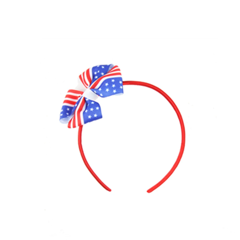 

2Pcs Flag Printed Mesh Skirt Fashion Women Dress Elastic Waist Independence Day Party Size S Skirt Hairhoop Striped