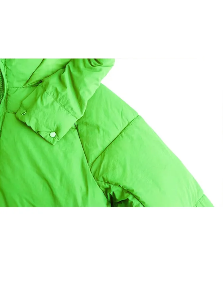 

HH Winter Woman Elegant Long Sleeves Solid Pockets Zipper Hooded Drawstring Jacket Female Casual Down Cotton-padded Jacket