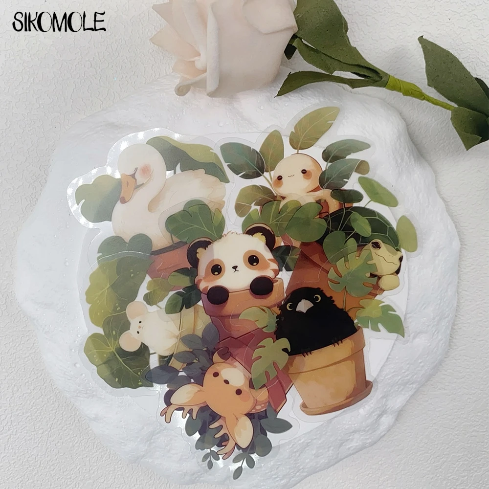 50 pezzi simpatico animale pianta in vaso adesivi graffiti trasparenti libro INS diario fai da te conti decorativi laptop skateboard adesivo