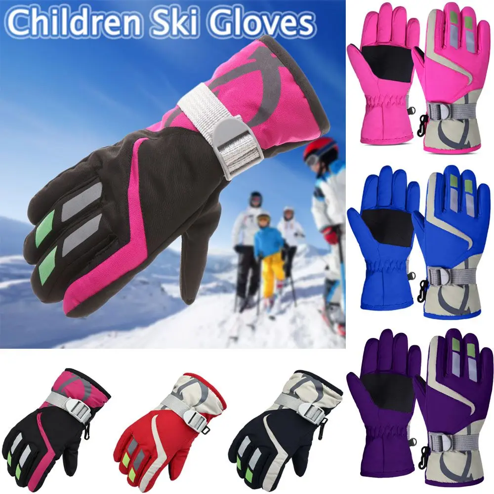 New Fashion Windproof Children Ski Gloves Non-slip Waterproof Kid Gloves Thicken Warm Winter Warm Snow Snowboard