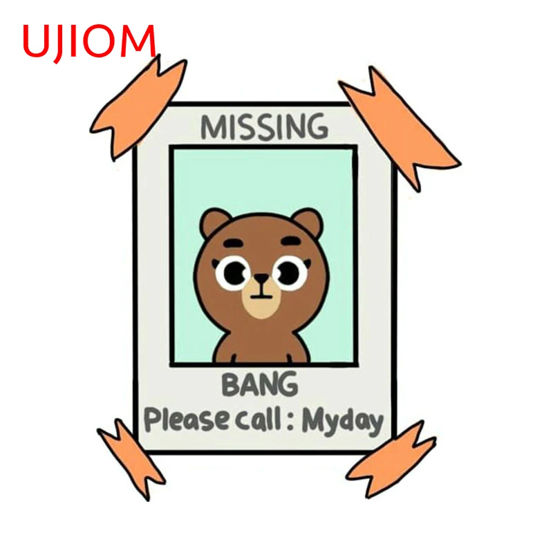 UJIOM 13cm X 10.8cm Cartoon Bear DENIMALZ Wall Stickers Amusing Cupboard Trunk Anime Decal Chibi Room Decoration Accessories