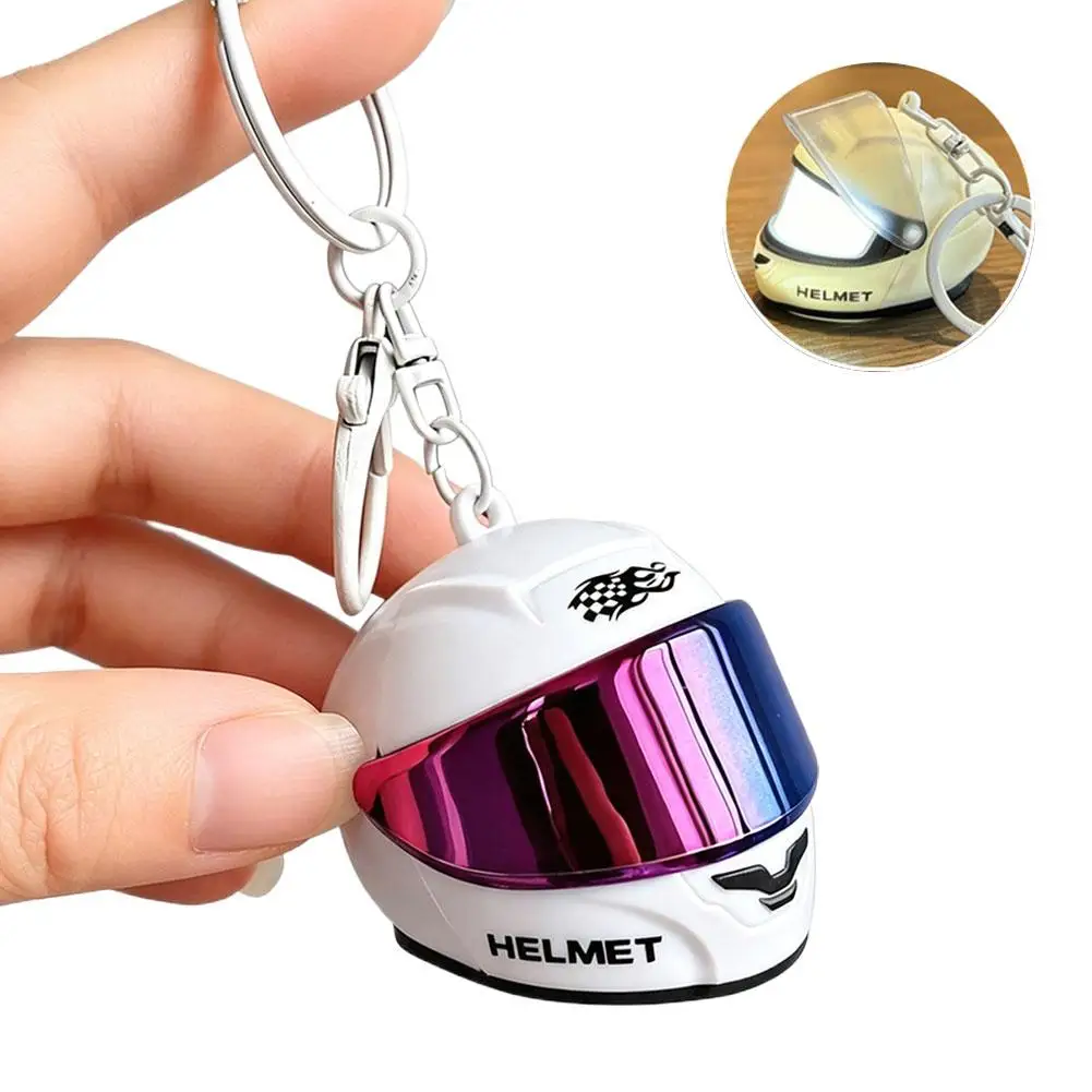 Cool Mini Helmet Keychain Lightweight Light-Up Motorcycle Pendant Versatile Bag Charm Gift Accessory