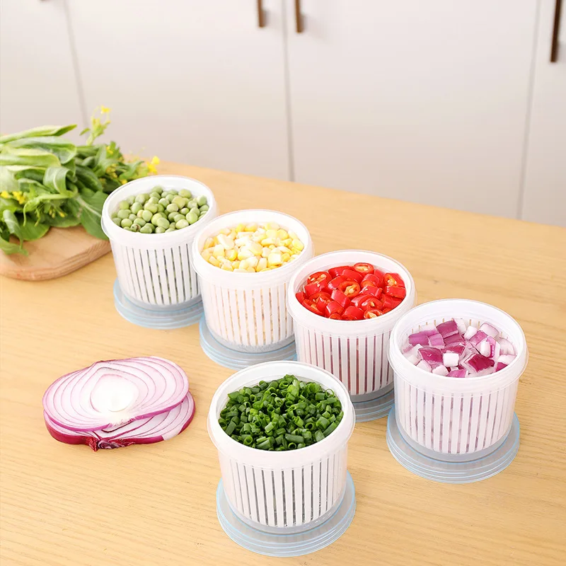 Scallion, ginger and garlic drain crisper Kitchen plastic vegetable storage box Refrigerator sealed storage scallion drain box