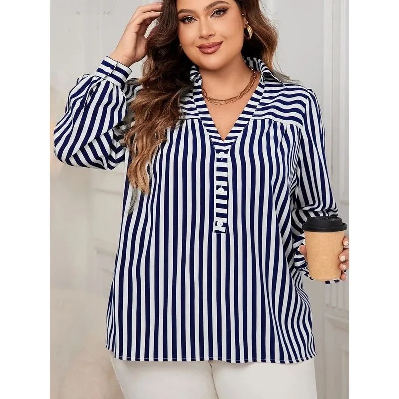 

Fairyely Spring Women's plus Size irt Stripe Print Lady Lo Casual Faionable Chinese Sle Top for Women