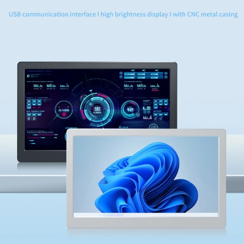 7Inch Side Screen IPS Highly Brightness 1024x600 Computer Case Monitors Toughened Glass Panel for Enhanced Productivity