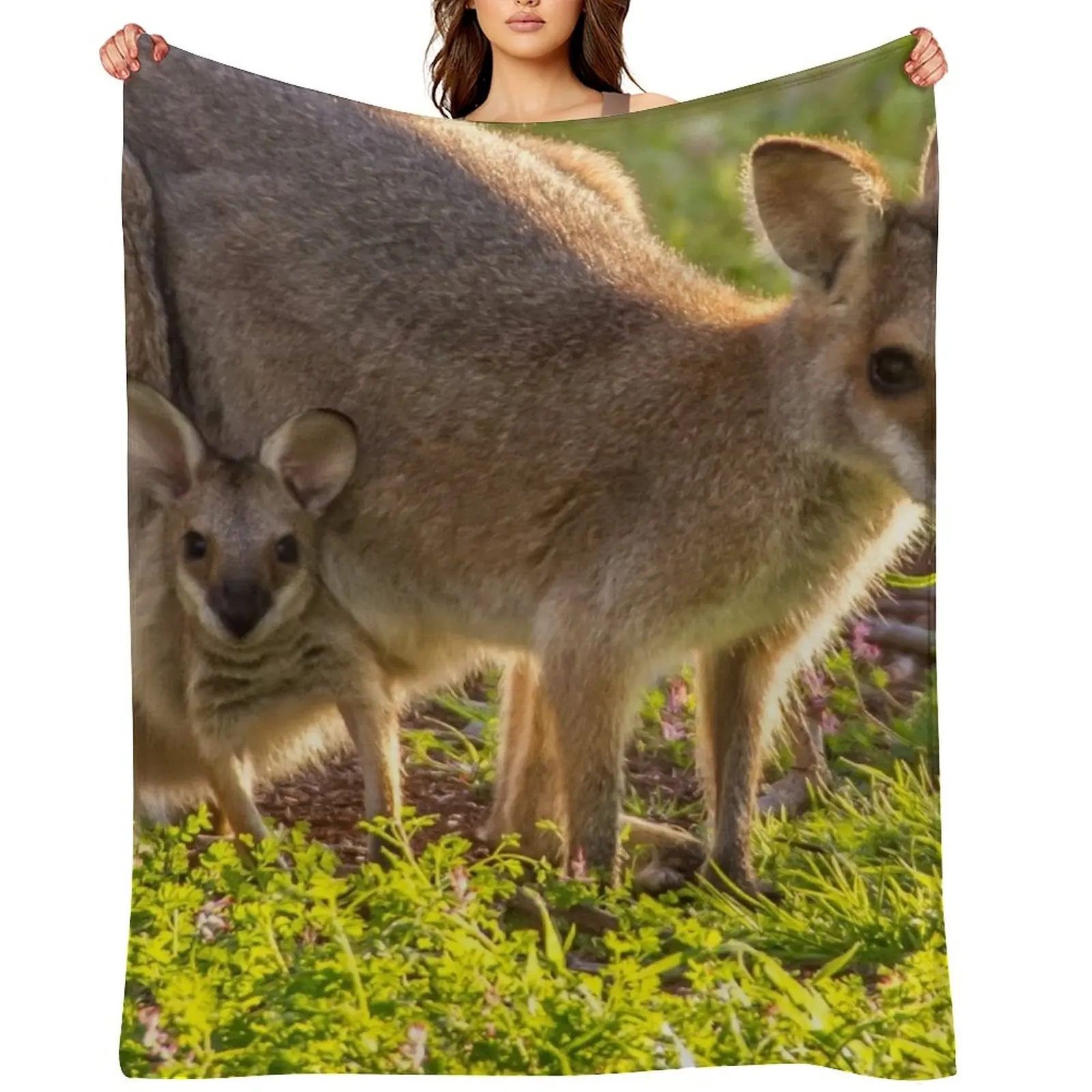 

Kangaroo Throw Blanket Cute Plaid Cute Summer Beddings Blankets