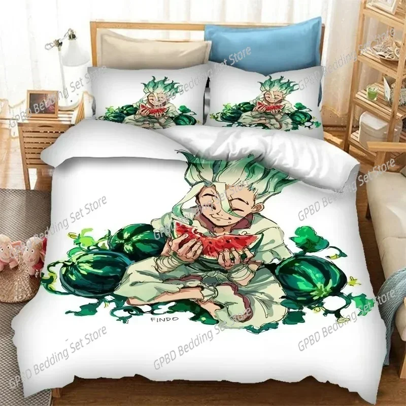 Anime Dr.STONE 3D NEW Duvet Cover Pillowcase Bedding Set Adult Boy Girl Bedroom Decoration Children Single Double Large