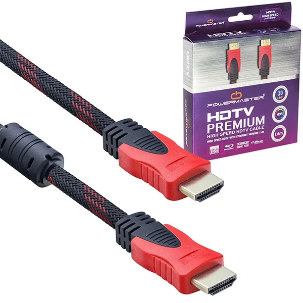 HDMI CABLE 1.5 METER 1.4 V BRAIDED BOXED POWERMASTER