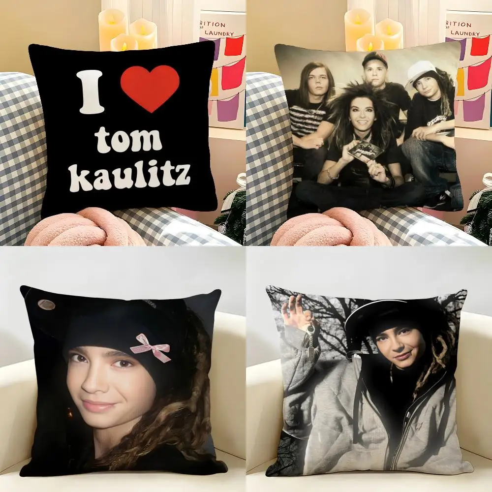 Rock T-Tokio Hotel Tom Kaulitz Cushion Cover Natural Linen Organic Fabric Double-Sided Printing Room Sofa Decor Pillow Case
