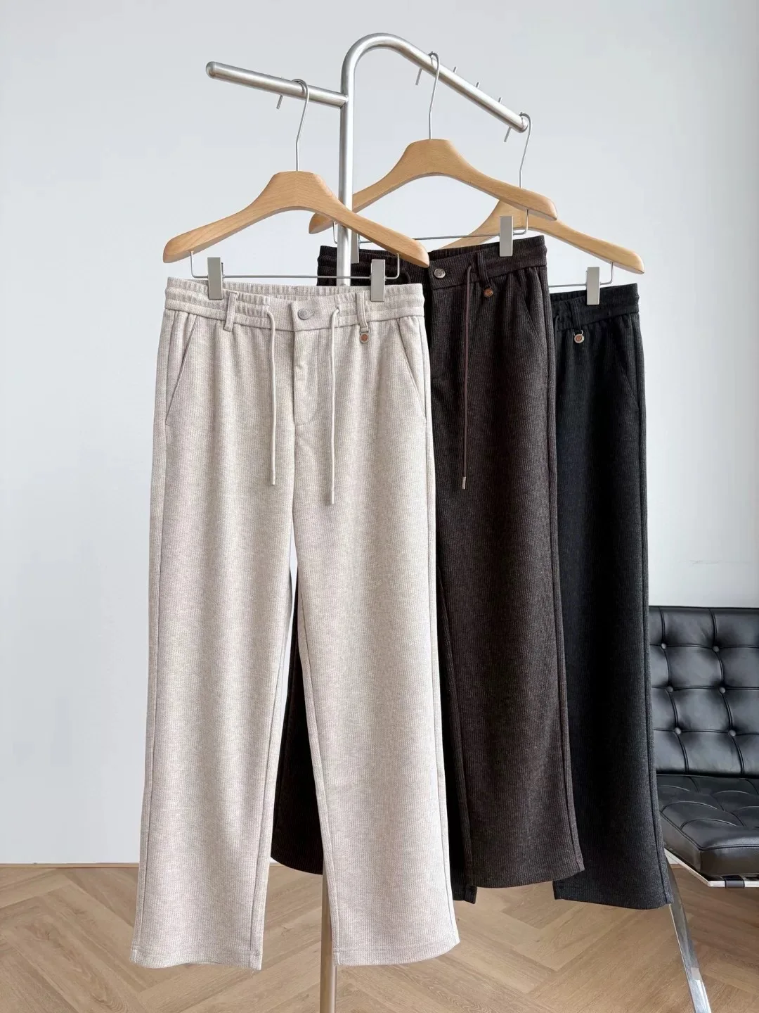 

Busin Casual Trousers Men's Thi Straight Leg Elastic Waist Pants Autumn Winter New Sle Lightweight Luxury Leisure Trou...