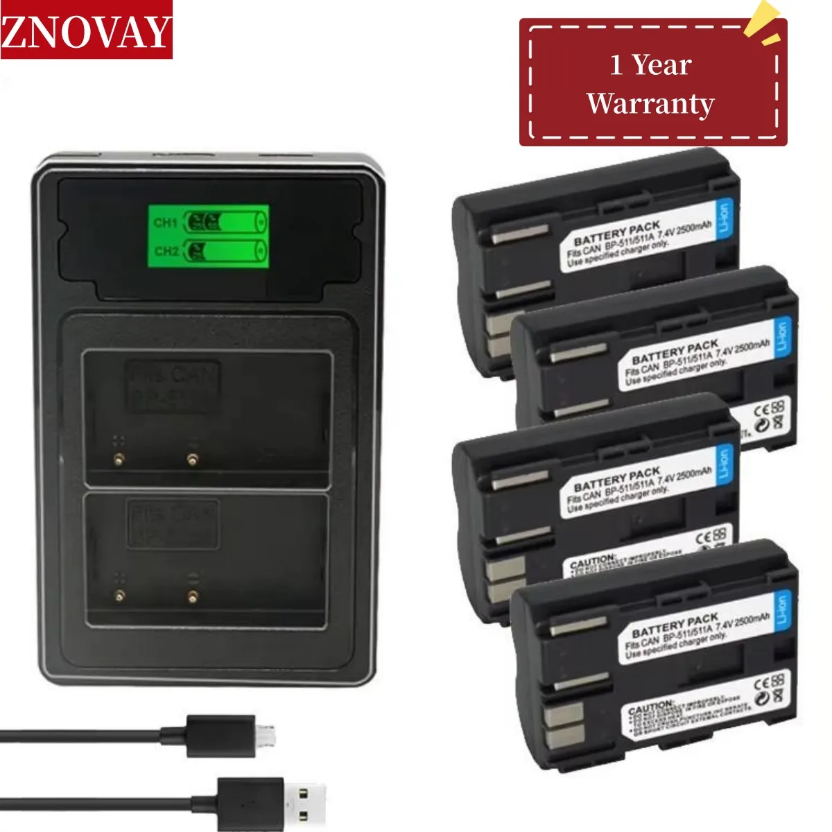 

BP-511A BP-511 Battery + BP511 BP511A Battery Charger for Canon EOS 40D 5D 50D 20D 300D 10D 30D 5D Mark I, PowerShot G1 G2 G3 G5