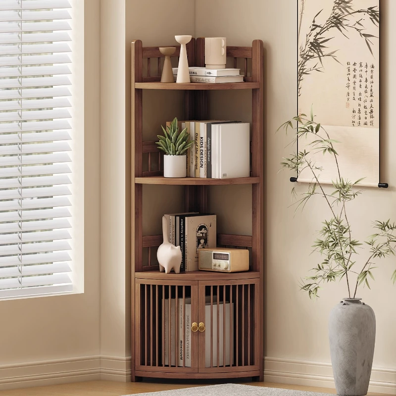

Современная многоуровневая угловая полка из цельного дерева в китайском стиле, напольная настенная полка-органайзер для гостиной, шкаф для хранения