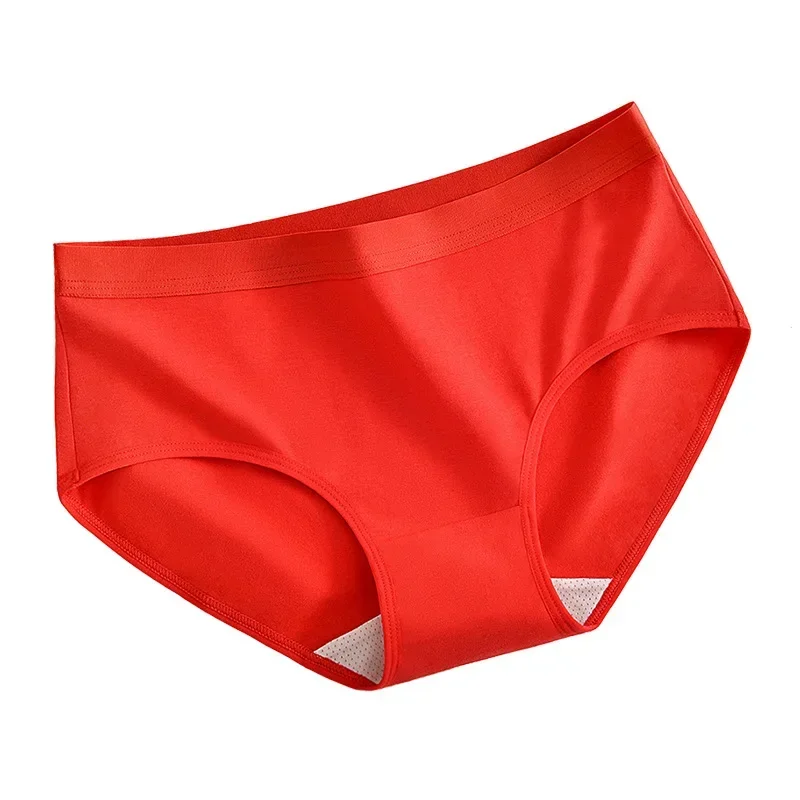 China red animal year red underwear women's cotton waist breathable cotton wedding underwear four in one.