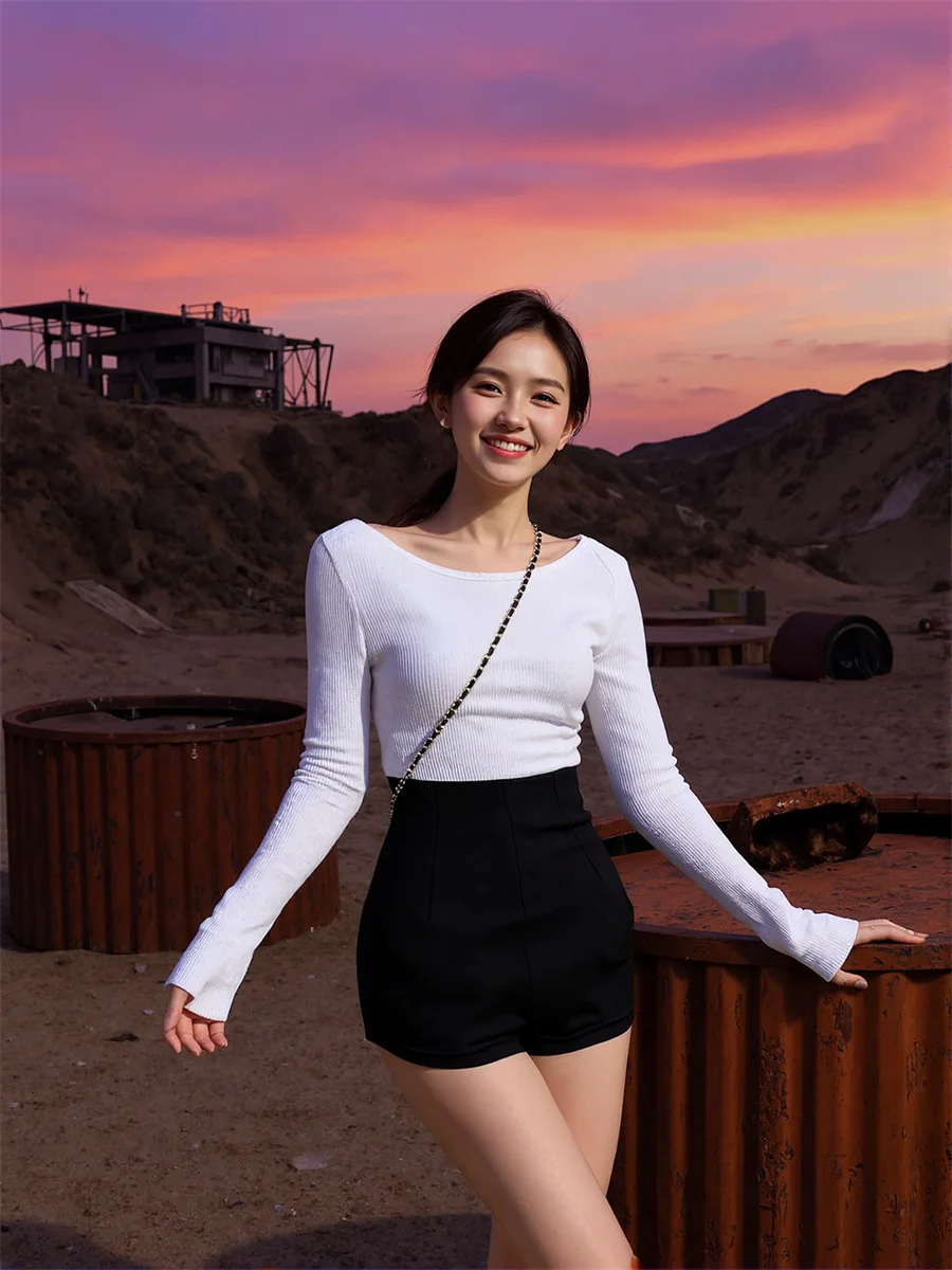 

Сексуальные свободные шорты с высокой талией, элегантная женская одежда, осенняя свободная одежда с низкой талией для деловых поездок, профессиональная BF