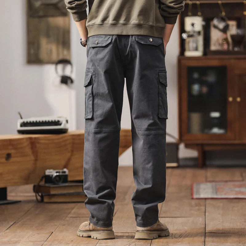 ربيع الخريف 2025 الرجال سليم مستقيم فضفاض العمل السراويل الرجعية الأمريكية عارضة الرياضة السراويل الطويلة تنوعا بارد Faionable #2