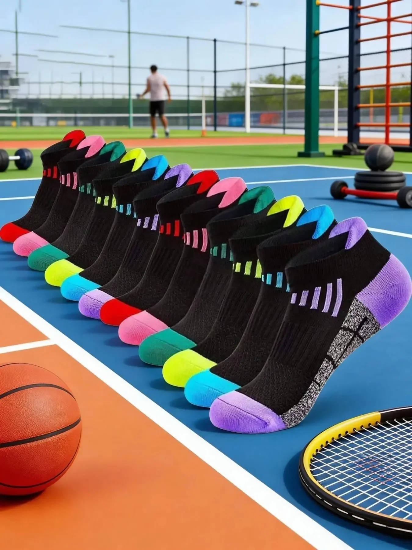 12 Pairs Women's Athletic Ankle Socks, Colorblock Polka Dot Design, Breathable Fitted Crew Socks, Soft Moisture-Wicking Sweat Wicking Sports Socks, Gym Socks