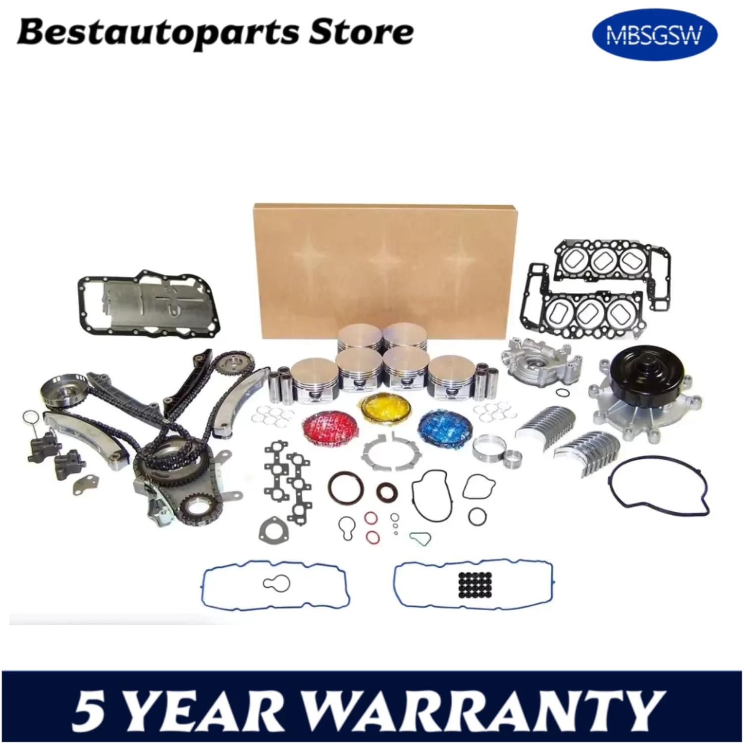 Piston & Ring Timing Chain Kit Oil Water Pump Main & Con rod Bearing Engine Rebuild Kit 3.7 L 06-12 EKG For JEEP DODGE RAM 3.7L