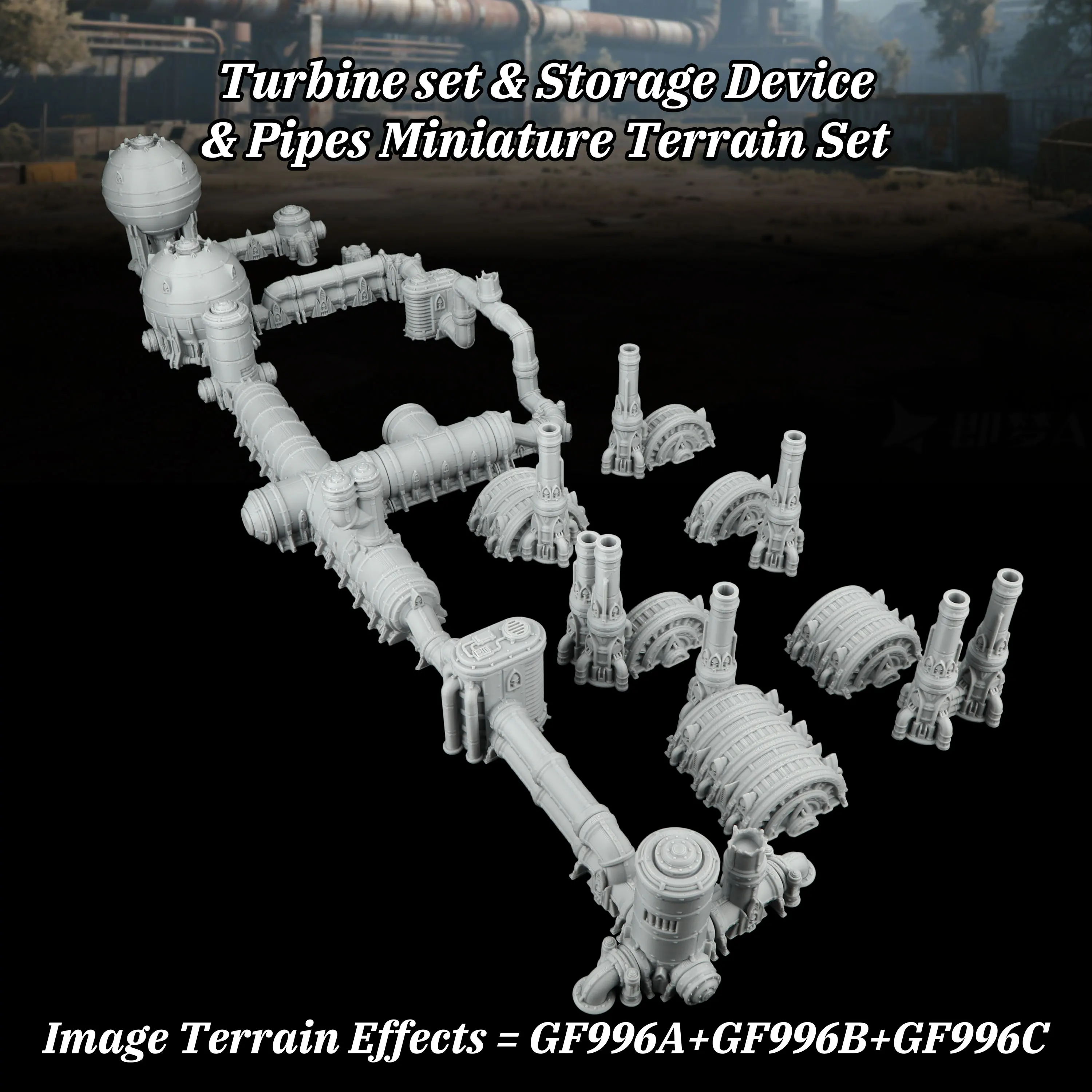 sfタービンミニチュアセット、ttrpgロールプレイングゲームプレイヤー向けの完成した工業用建物風景モデル