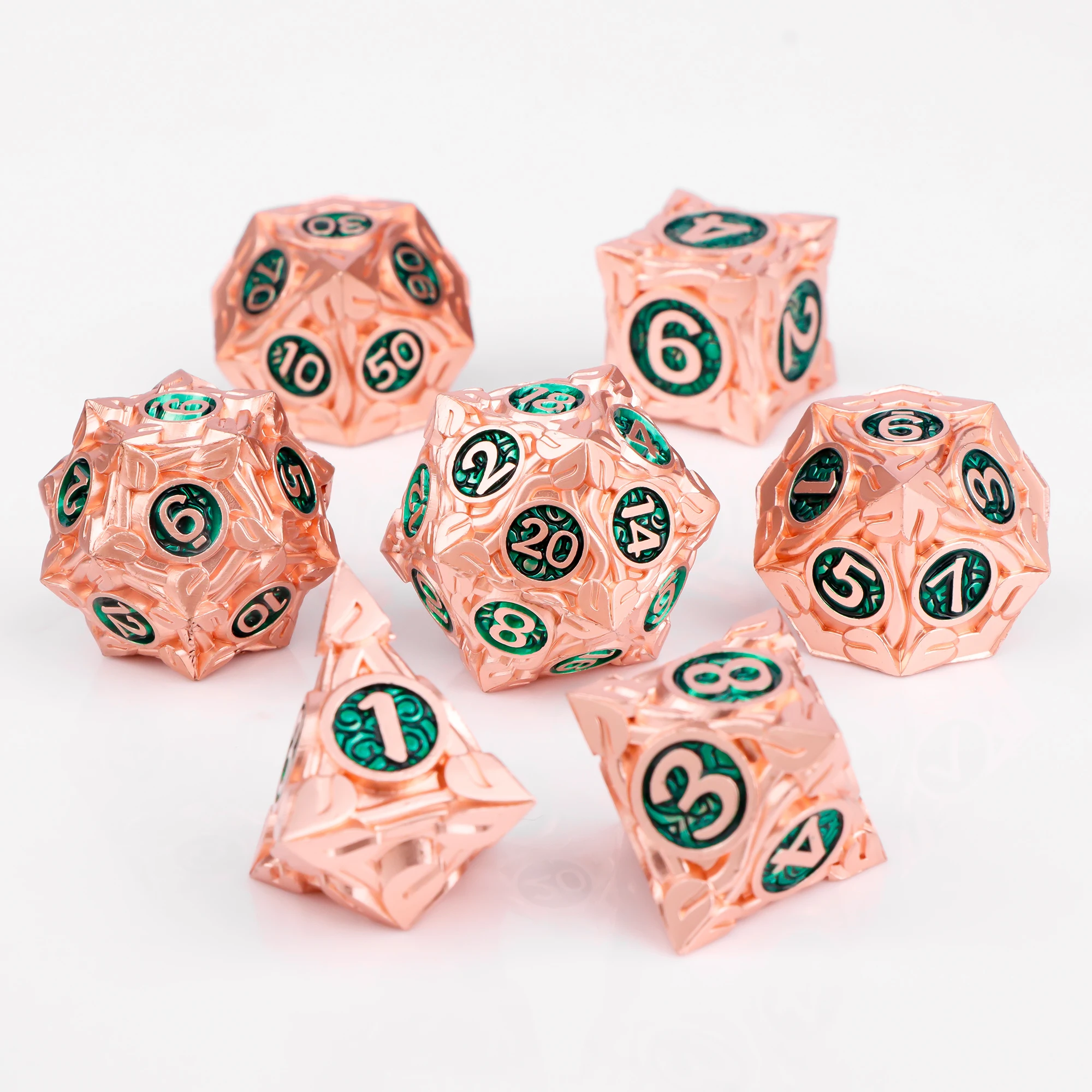 DND Metallwürfel 7-teiliges MTR Würfelset DnD Polyedrische Würfel für Dungeons and Dragons Rollenspiele D&D Würfel Geschenke Grüne Würfel – Detail 12
