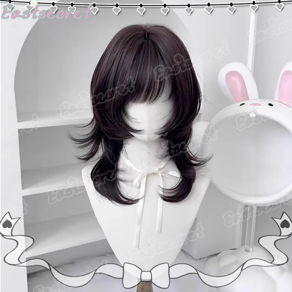 EAST Women's Sweet Lolita Synthetic Wig with Straight Bangs Japanese High-Layer Jellyfish Style Full Cap Hair for Cosplay
