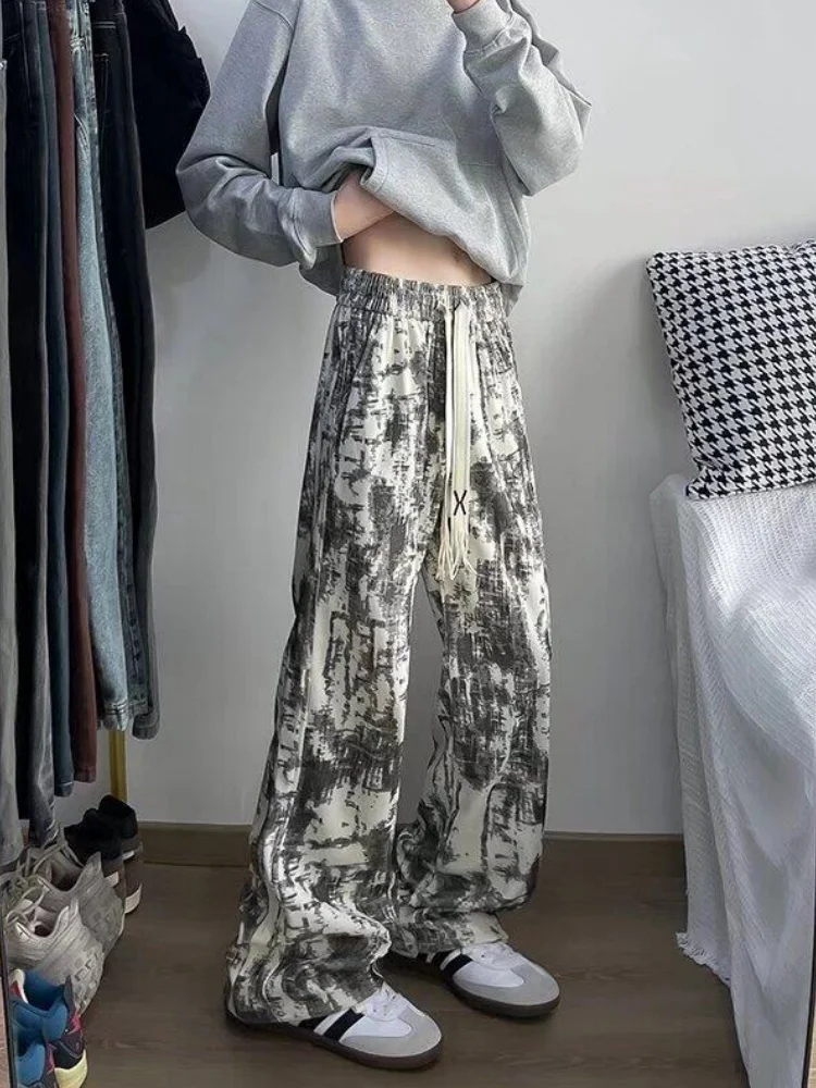 

Американские свободные спортивные повседневные брюки для мужчин, весенние модные брендовые брюки BF Lazy Wide Leg, брюки-драпионы с широкими штанинами