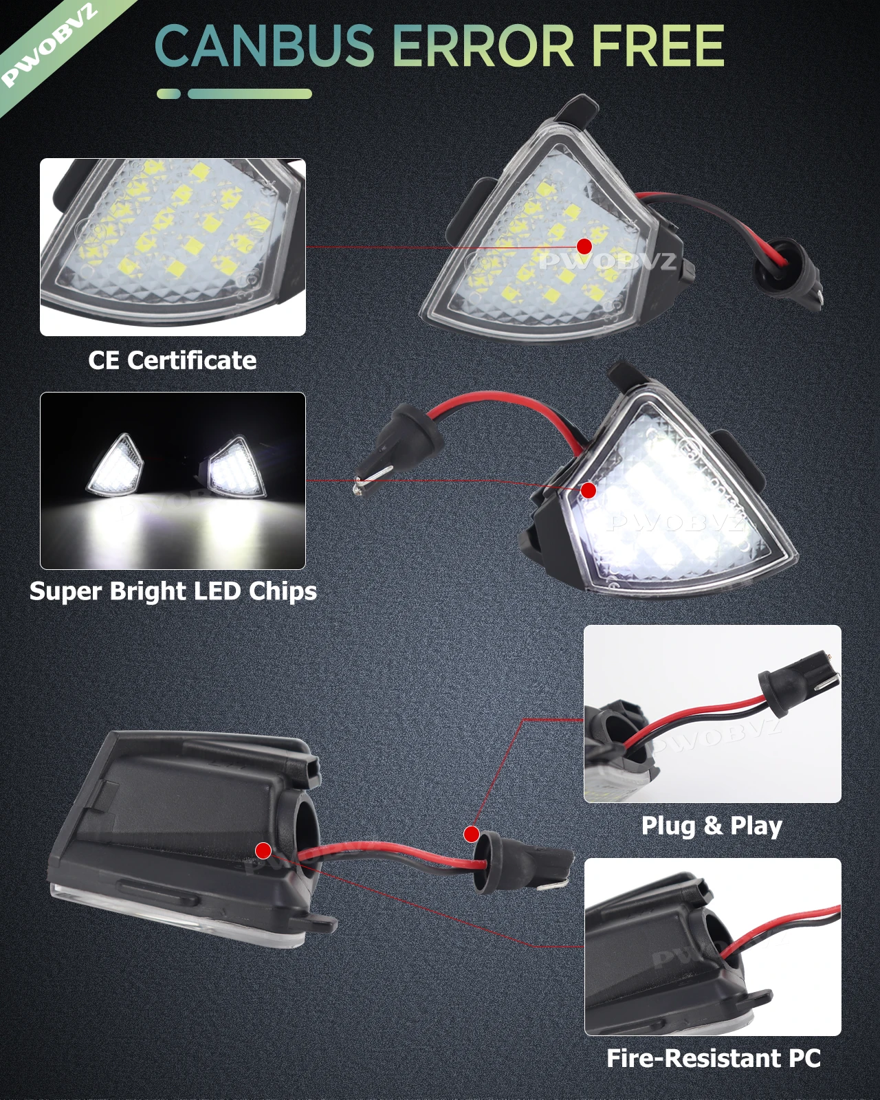 LED Mirror Puddle Lights  LED Under Rearview  Floor Ground Welcome Lamp For VW EOS Rabbit GOLF 5 GTI  MKV  Jetta Passat  B6