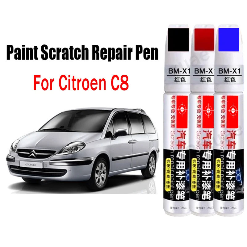 시트로엥 C8 터치 업 펜 리무버 페인트 케어 액세서리 용 자동차 페인트 스크래치 수리 펜 블랙 화이트 레드 블루 그레이