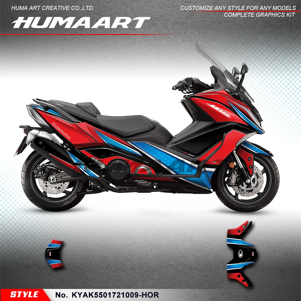 HUMAART Sports Stickers Scooter Graphics Kit for KYMCO AK550 2017 2018 2019 2020 2021, KYAK5501721009-HOR