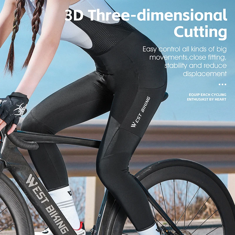 WEST BIKING Men Women Cycling Bib Tights With 3D Shock Absorption Cushion High Elasticity Breathable Cycling Pants Sport Gear