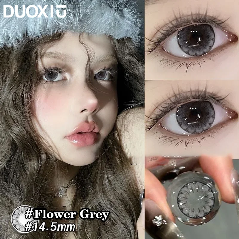 DUOXIU 1 Pair Color Contact Lenses Korea Fashion Big Eyes Black Brown Lenses for Eyes Diopters Myopia Contact Soft Lenses Yearly