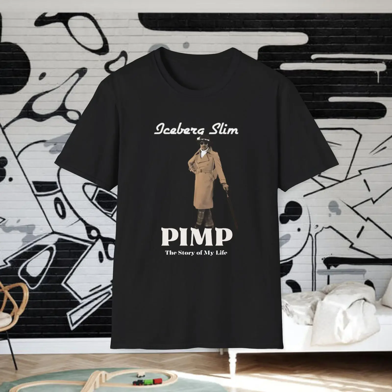 Iceberg Slim PIMP The Story of My Life Vintage T Shirt Classic Black Literature Blaxploitation Casual  vintage Washed Slightly