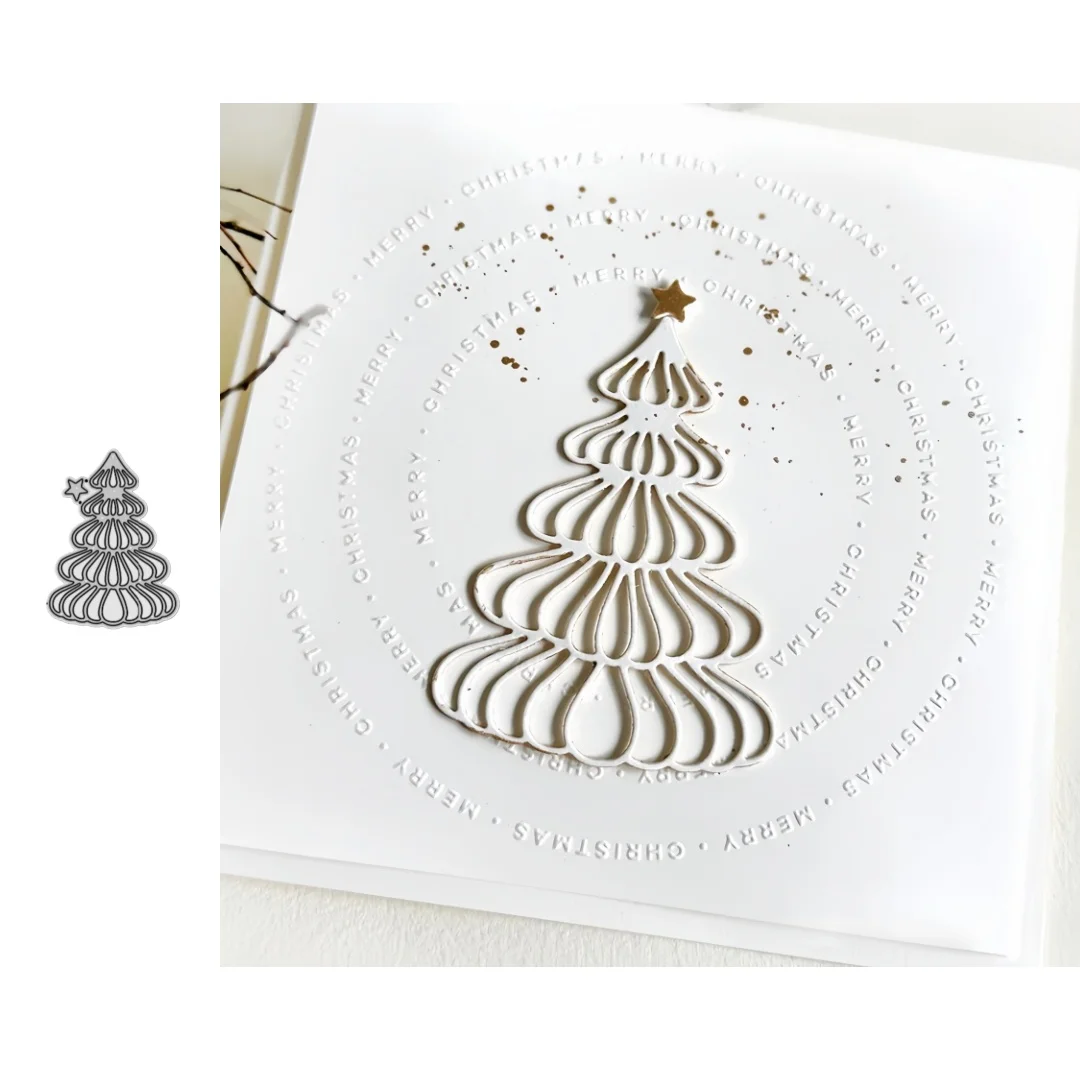 Neue Ankunft Umriss Weihnachtsbaum mit Stern Metall Stanzformen für DIY Scrapbooking Kartenherstellung Schablonen Fotoalben