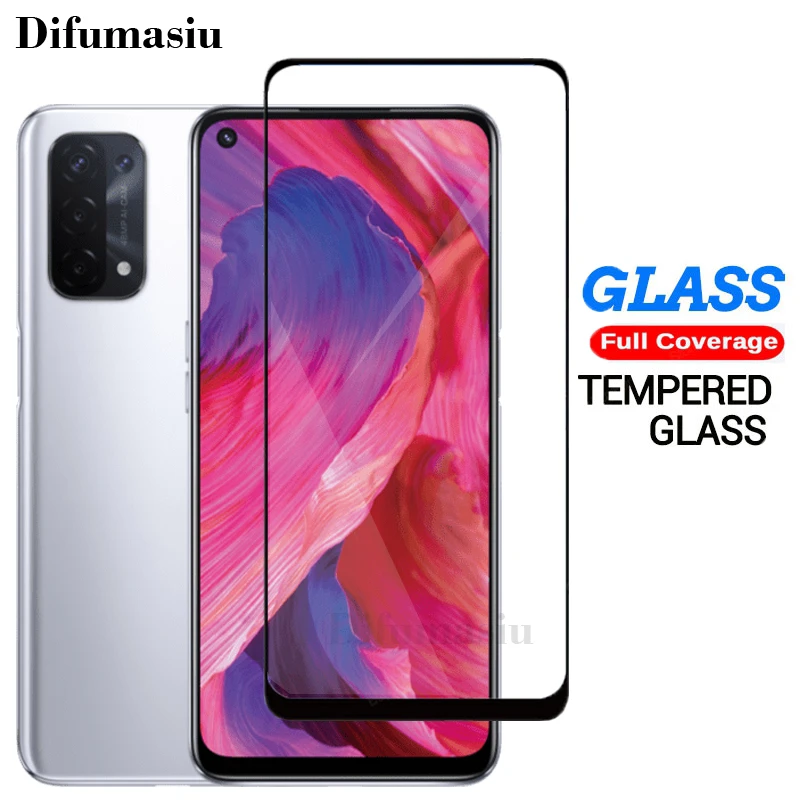 Tempered Glass For OPPO A74 5G 3in1 Full Screen Protector Camera Lens Film Carbon Fiber Back Film