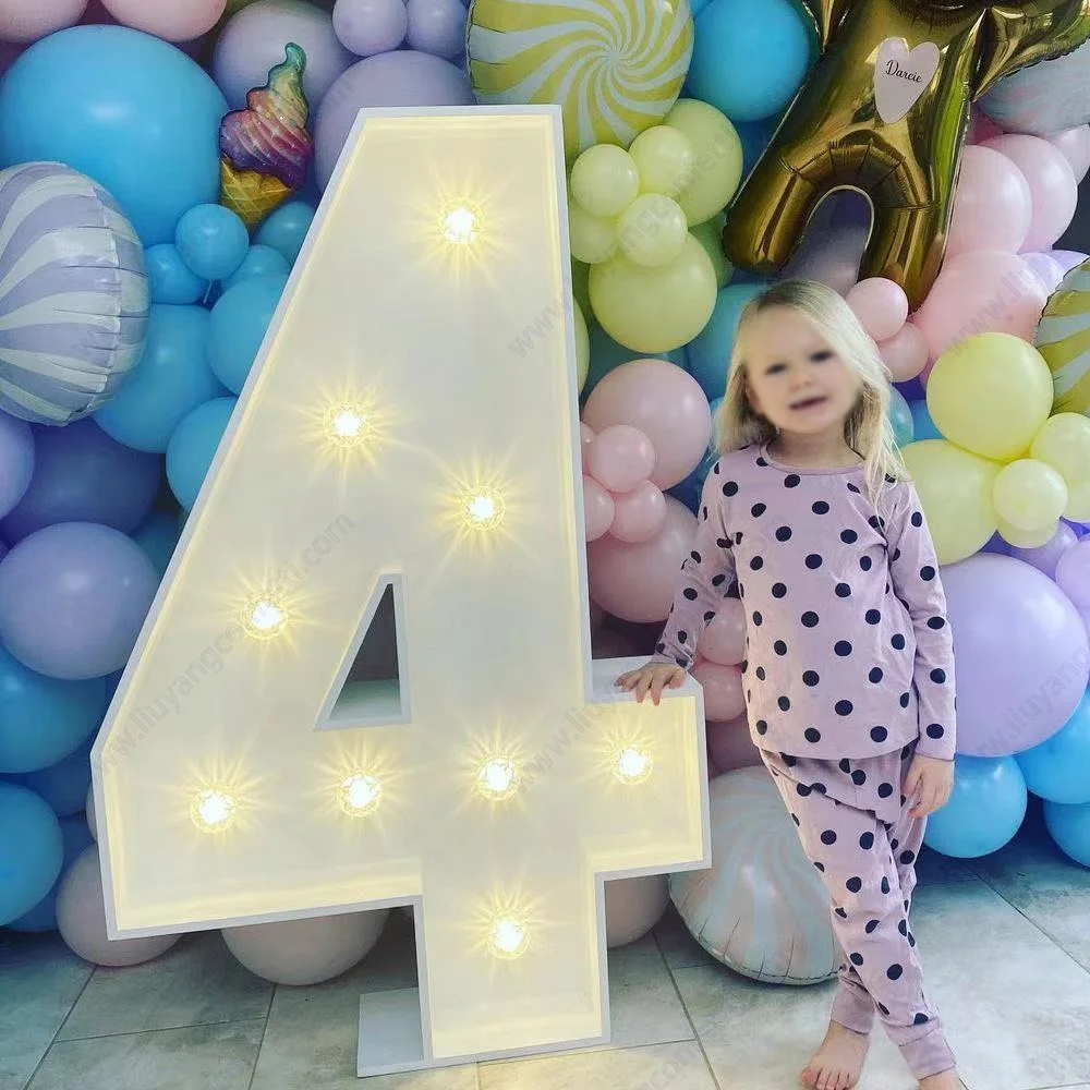 91.5cm Warm Light Up Giant Figure Balloon Filling Box with 10 Lights 1st Birthday Number 0-9 Frame Wedding Decor Baby Shower Led