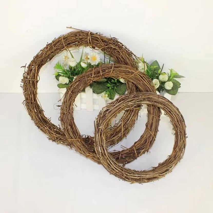 

10cm/15cm/20cm Artificial Rattan Frame Home Wedding Festival Party Outdoor Garden Decor DIY Gift Wreath Door Hanging Accessories