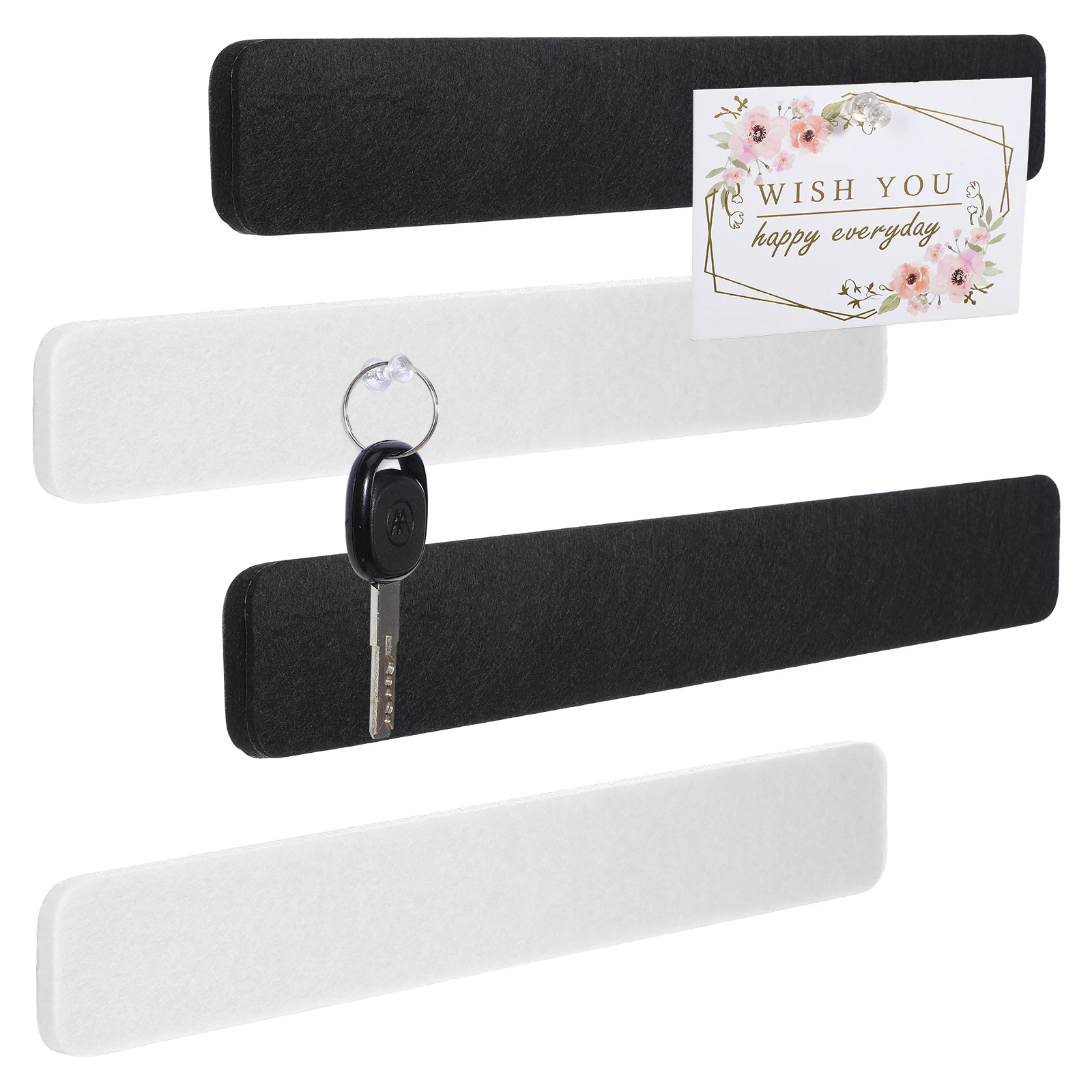 

8 pcs Note Message Board Felt Pin Boards for Office 4 White 4 Black Felt Strips with 50 Pins Wall Mountable