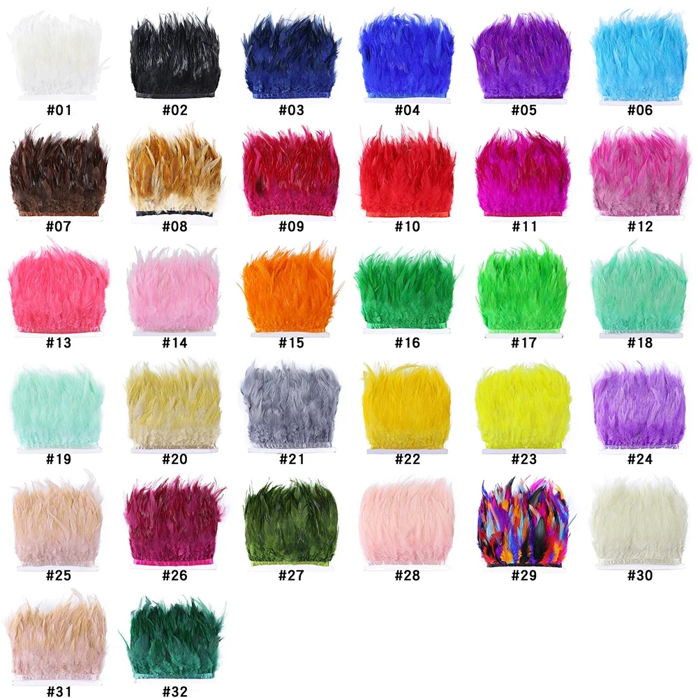 2/5/10 Meter Rooster Feather Ribbon Trims 8-12CM for Crafts Cock Feathers Fringe Christmas Party Dress Sewing Accessory Plumes