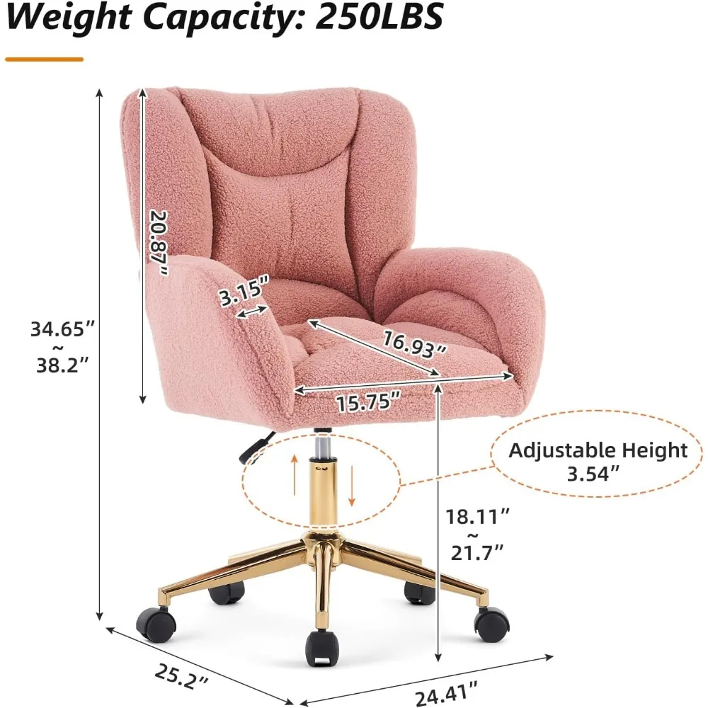كرسي مكتب منزلي من القماش المخملي، كراسي مكتب مريحة قابلة للتعديل 360 درجة °   كرسي مهام الكمبيوتر المنجد الدوار لغرفة المعيشة تشا
