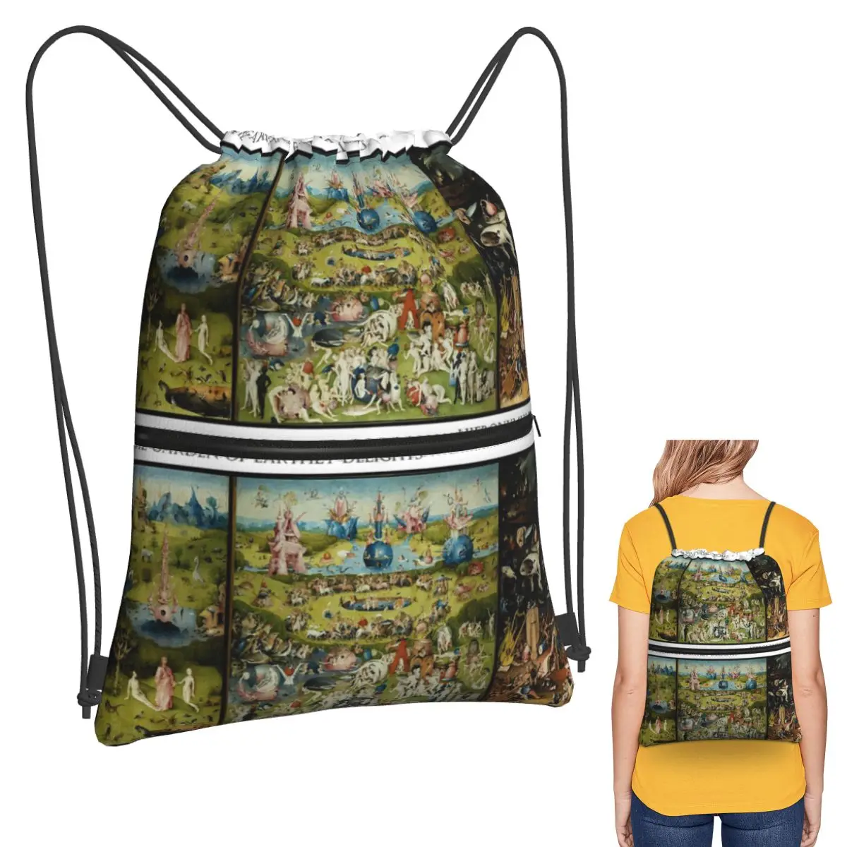 The Garden Of Earthly Delights (circa 1490 -1510) By Hieronymus Bosch Backpacks Portable Drawstring Bags Sports Bag Book Bags