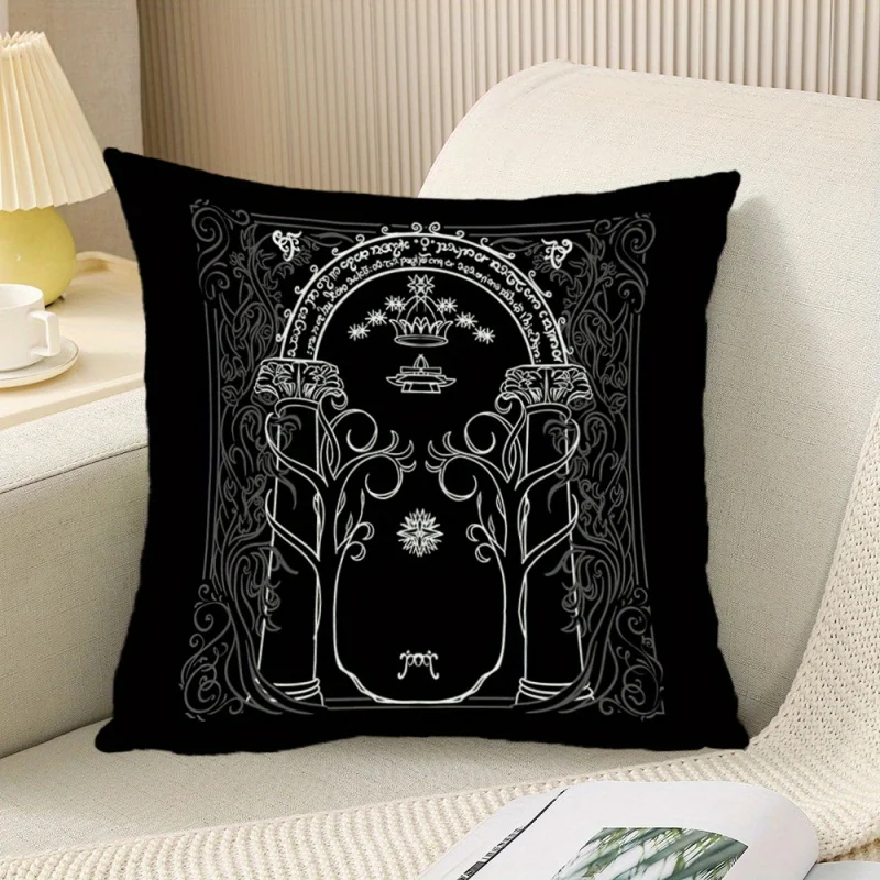 VIKAMA Lord of the Rings Pillow Cover Doors of Durin Print Decorative Throw Pillow Case for Sofa Bedroom
