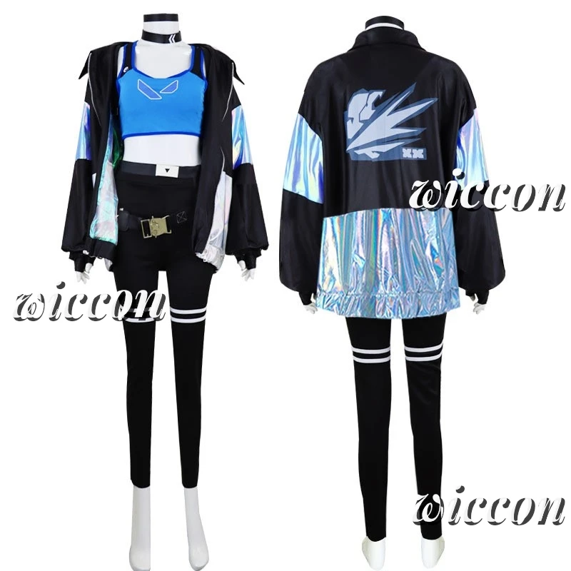 Jett Cosplay chica juego VALORANT Cosplay Cos traje peluca blanca Prop uniforme fiesta de Halloween juego para mujer traje de abrigo