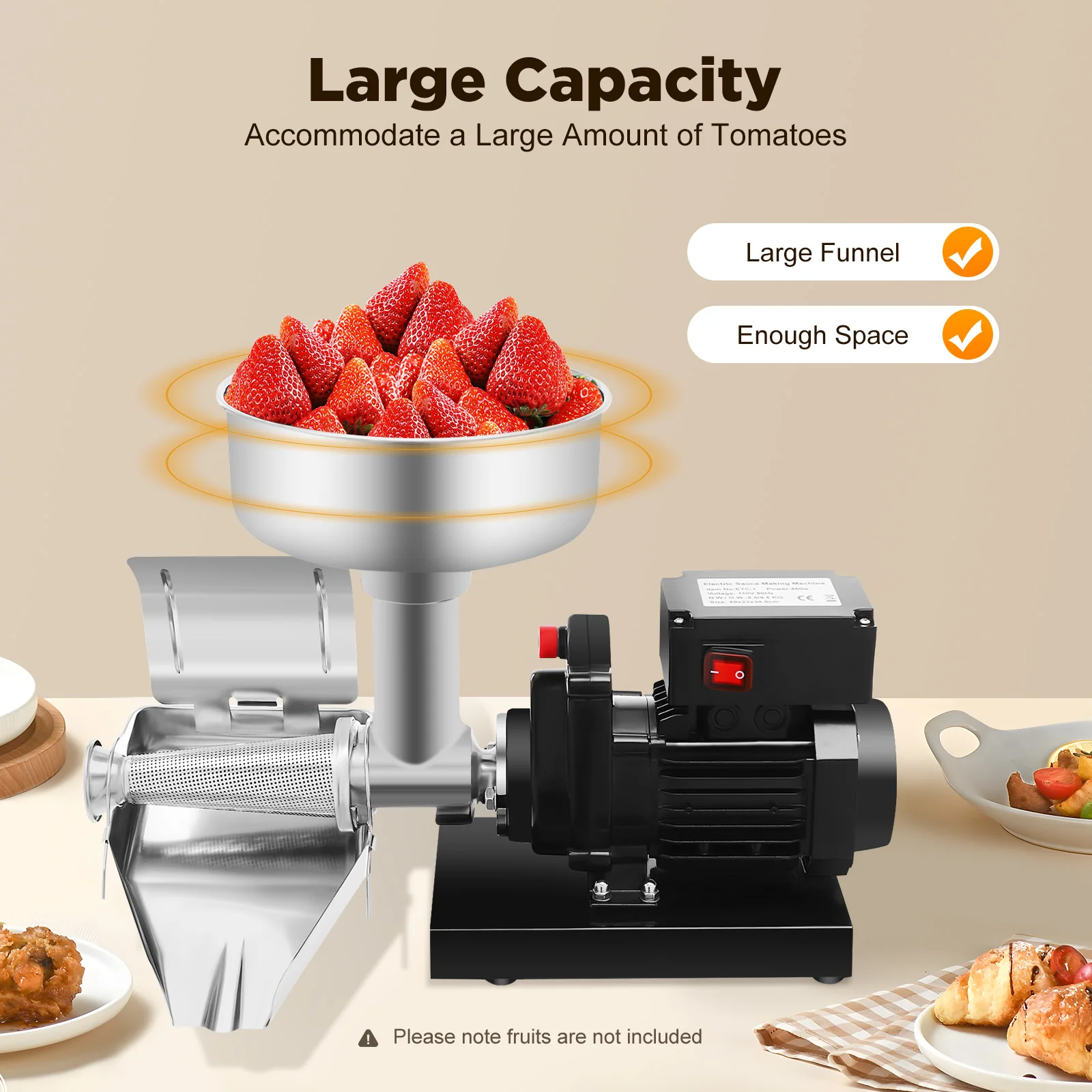450W Electric Tomato Sauce Maker Home Tomato Strainer Machine Strawberry Sauce Making Device 110V